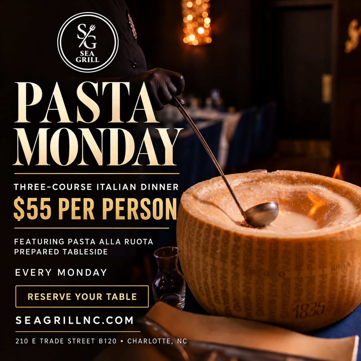 Pasta Monday three-course experience at Sea Grill