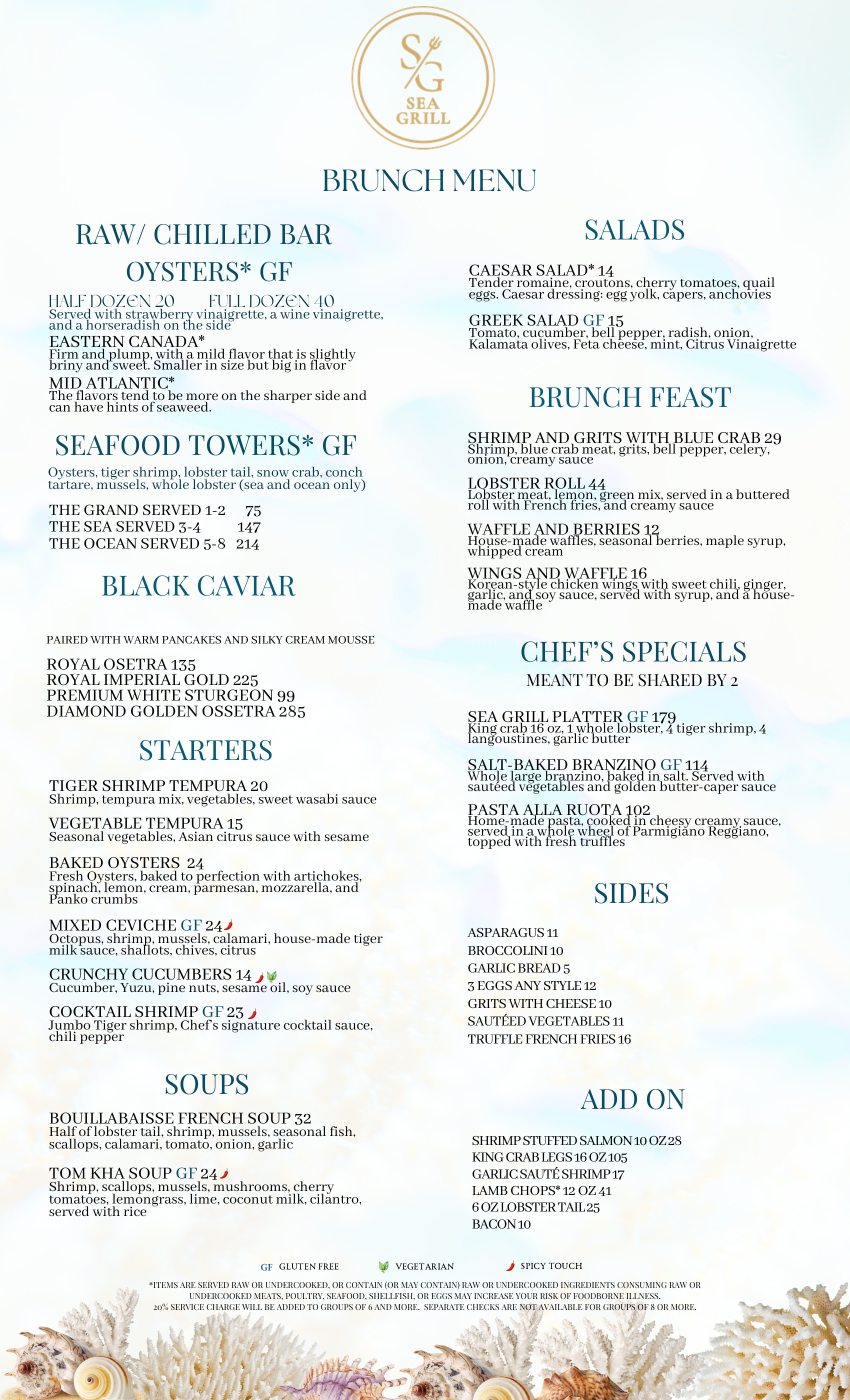 Brunch Menu page 1
