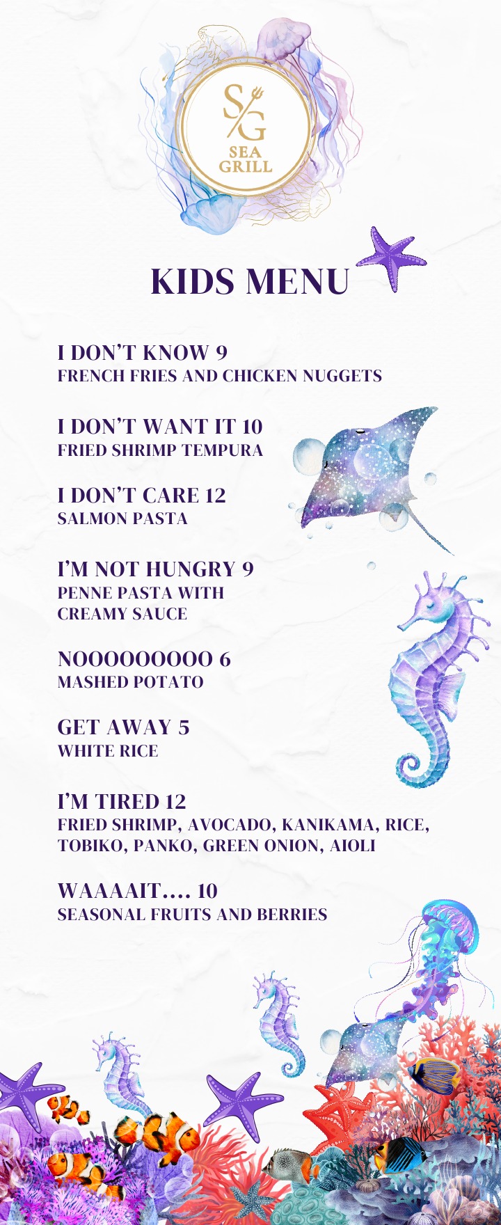 Kids Menu page 1