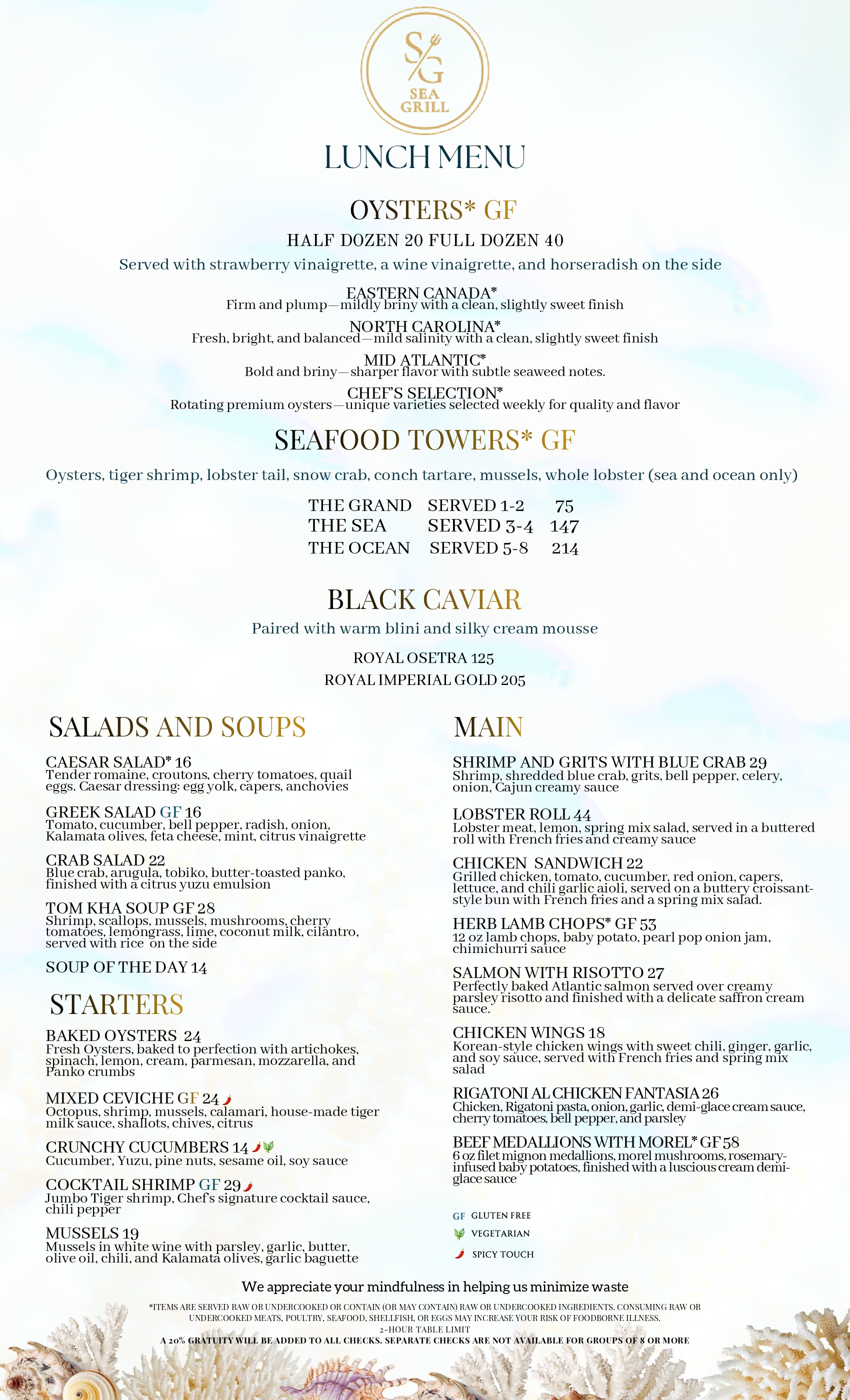 Lunch Menu page 1