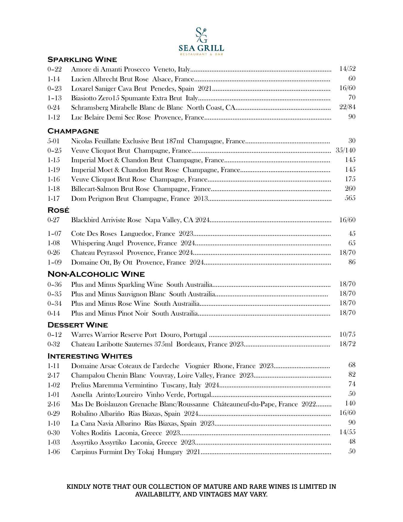 Wine List page 1
