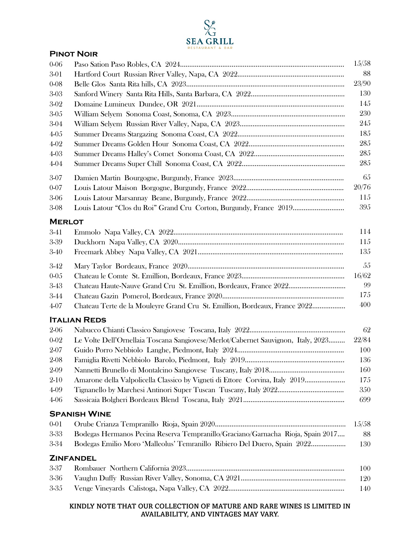 Wine List page 3